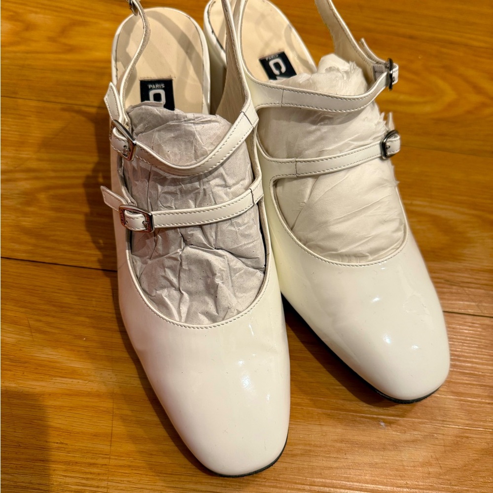 Carel Banana White Patent Mary Jane Slingback Size 39